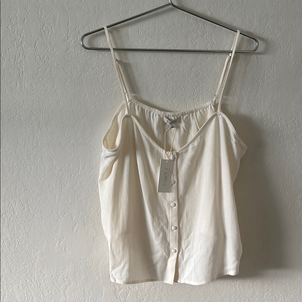Z Supply Cream Sleeveless Buttoned Camisole